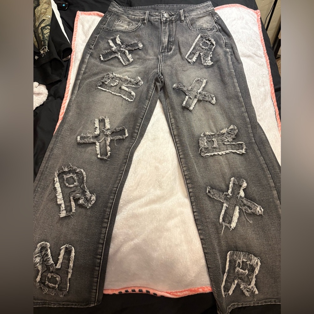 Distressed Gray Women Jeans
